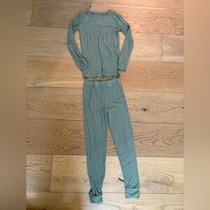 Little Sleepies Green Ribbed Long Sleeve Pajama Set